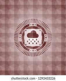 rain icon inside red badge with geometric background. Seamless.