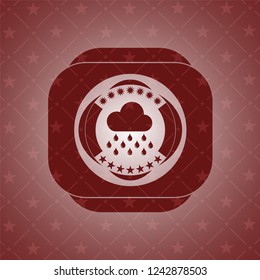 rain icon inside red emblem. Retro