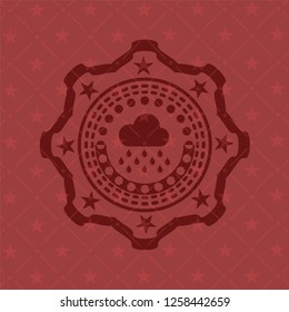 rain icon inside red emblem. Vintage.