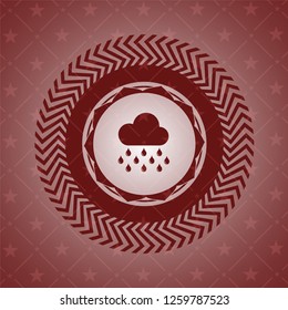 rain icon inside red emblem. Vintage.