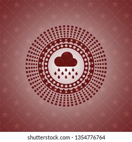 rain icon inside red emblem. Vintage.