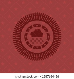 rain icon inside red emblem. Retro