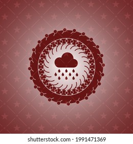 icono de lluvia dentro del icono o emblema rojo. 