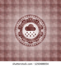rain icon inside red seamless polygonal badge.