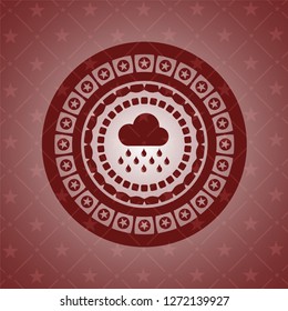 rain icon inside retro red emblem