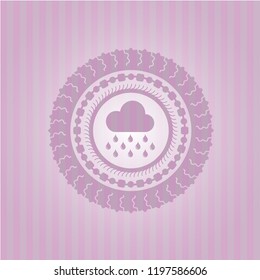 rain icon inside retro style pink emblem