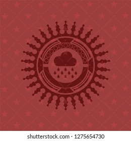 rain icon inside retro style red emblem
