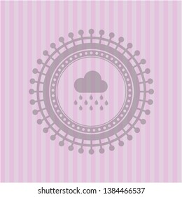 rain icon inside retro style pink emblem