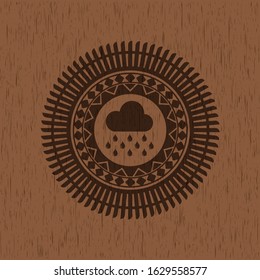 rain icon inside retro wood emblem