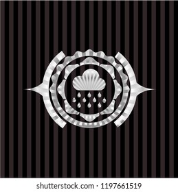 rain icon inside silver badge