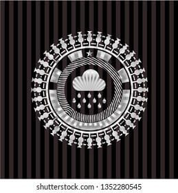 rain icon inside silver badge