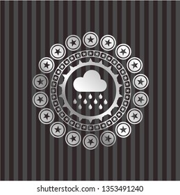 rain icon inside silver badge or emblem