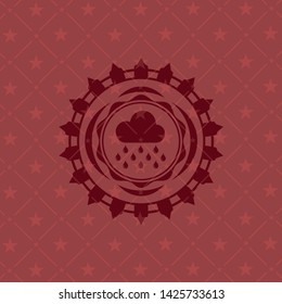 rain icon inside vintage red emblem