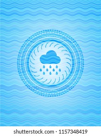 rain icon inside water wave emblem background.