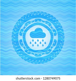 rain icon inside water wave concept badge background.
