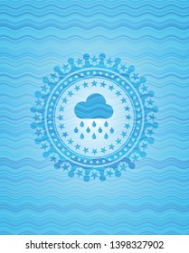 rain icon inside water wavec oncept emblem.