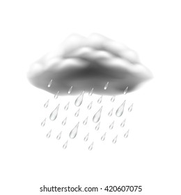 Rain icon isolated on white photo-realistic vector illustration