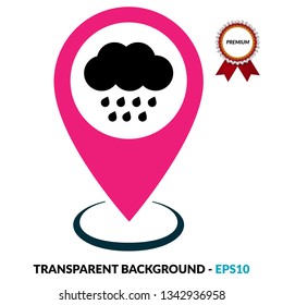 rain icon and map pin. logo concept. Designed for your web site design, logo, app, UI