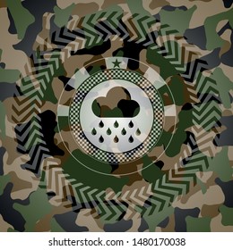 rain icon on camo pattern