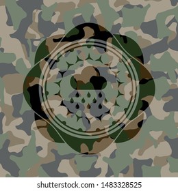 rain icon on camo texture