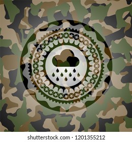 rain icon on camouflage pattern