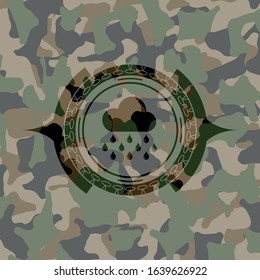 rain icon on camouflage texture