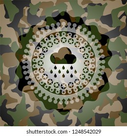 rain icon on camouflaged texture