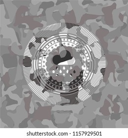 rain icon on grey camo pattern