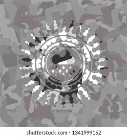 rain icon on grey camo texture