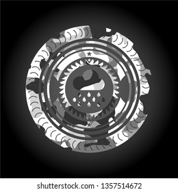 rain icon on grey camo pattern