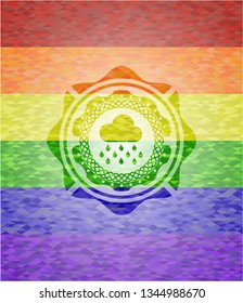 rain icon on mosaic background with the colors of the LGBT flag