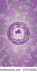 rain icon on pink camo pattern