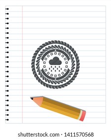 rain icon with pencil strokes. Vector Illustration. Detailed.