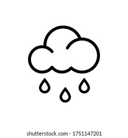 Rain Icon. Raining Symbol With Cloud And Drop water on Flat Design