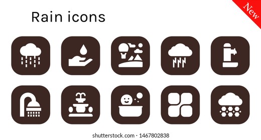 rain icon set. 10 filled rain icons.  Simple modern icons about  - Rain, Blood, Sky, Storm, Fountain, Shower, Mozy, Hail