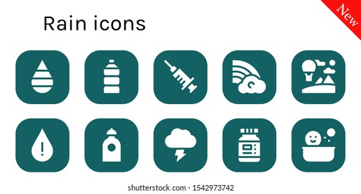 rain icon set. 10 filled rain icons.  Collection Of - Drop, Water, Blood, Rainbow, Sky, Storm, Ink, Shower icons