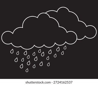 Ícone de chuva definido. Ícone de chuva na nuvem. Chuva moderada, chuva forte, ícones de neve. Ilustração do vetor de ícone do Thunderstorm