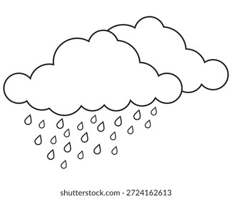 Ícone de chuva definido. Ícone de chuva na nuvem. Chuva moderada, chuva forte, ícones de neve. Ilustração do vetor de ícone do Thunderstorm