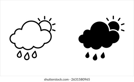Rain icon set, Cloud signs, Storm weather symbol, Raindrop symbols, illustration isolated on white background.