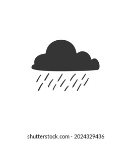 Rain Icon Silhouette Illustration. Meteorology Vector Graphic Pictogram Symbol Clip Art. Doodle Sketch Black Sign.