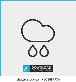 rain icon. simple outline rain vector icon. on white background.