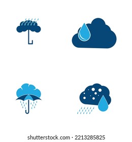Plantilla De Vector De Símbolo Y Icono De Lluvia