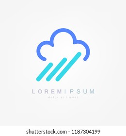 Rain Icon in trendy flat style isolated on white background. Cloud rain symbol