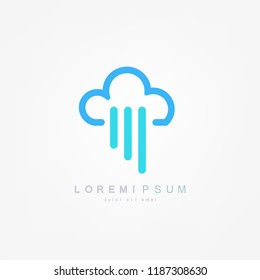 Rain Icon in trendy flat style isolated on white background. Cloud rain symbol