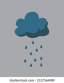 Icono de la lluvia en un estilo plano de moda aislado en fondo gris. Símbolo de lluvia en la nube. Ilustración del vector, EPS8