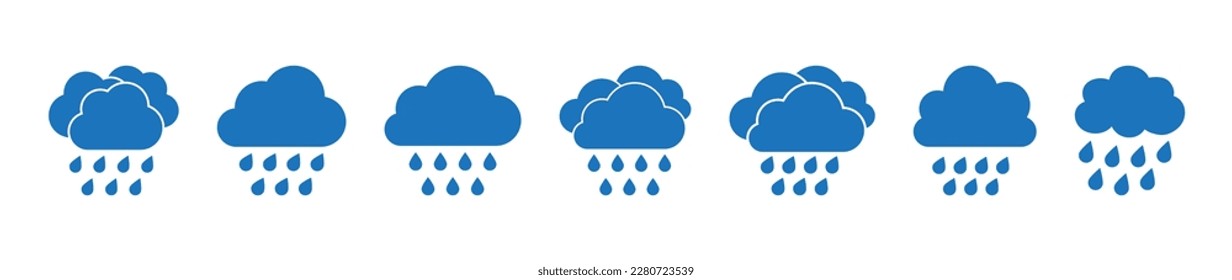 Rain icon in trendy flat style. Cloud rain symbol for your web site design, logo, app, UI. Modern forecast storm sign.