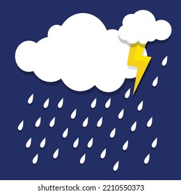 ilustración vectorial de icono de lluvia, fondo de color azul.