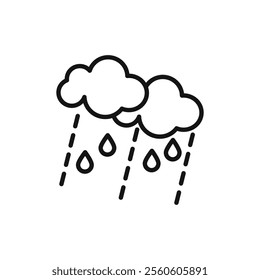 Rain icon vector line logo art