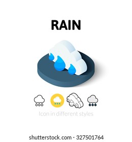 Rain icon, vector symbol in flat, outline and isometric style