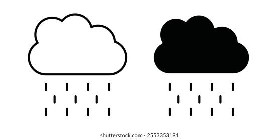 Rain icons in black filled and outlined style